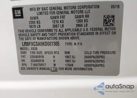 2019 Buick Envision Fwd Essence z USA, uszkodzony, nr VIN LRBFXCSA8KD007365